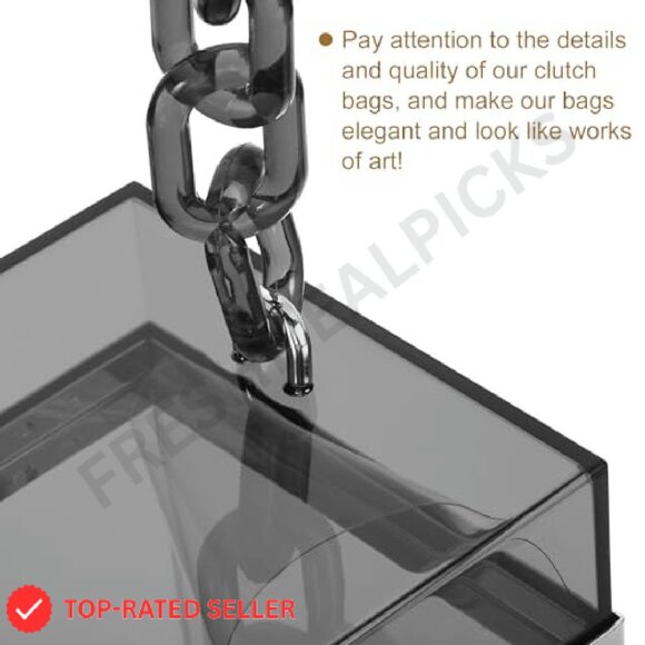 Acrylic Clear Clutch Purse Square Evening Handbag Y2K Chic Party Wear - Picture 6 of 7